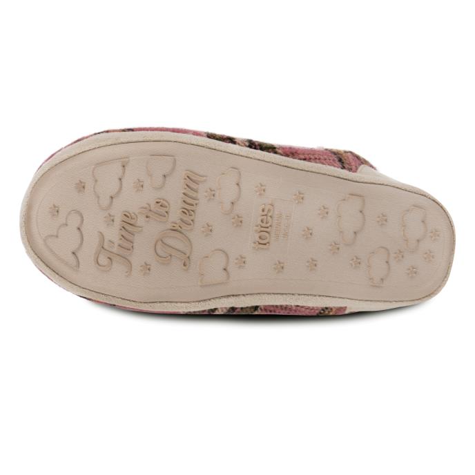 totes toasties® Ladies Tartan Check Boot Slippers Pink Extra Image 6